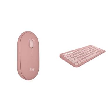 Imagem de Kit Mouse Sem Fio Logitech Pebble 2 M350s Rosa + Teclado Sem fio Logitech Pebble Keys 2 K380s Rosa
