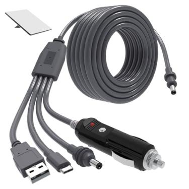 Imagem de Starlink Mini cabo de alimentação CC 4 em 1 3 m, 100 W + interface USB C + USB + plugue de isqueiro de 12 a 24 V e cabo de alimentação macho DC para Starlink Mini, Plug and Play
