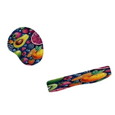 Imagem de Kit Mouse Pad E Apoio Teclado Ergonômico Festa De Frutas Cítricas