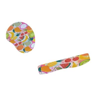 Imagem de Kit Mouse Pad E Apoio Teclado Ergonômico Explosão De Frutas Frescas