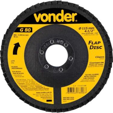 Imagem de Disco de Desbaste/Acabamento Flap-Disc Cônico 4.1/2" Grão 80 VONDER