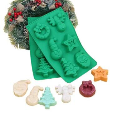 Imagem de Forma De Silicone Natal Boneco de Neve, Estrela e Árvore - Mix&Varieda
