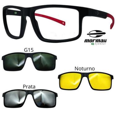 Imagem de Oculos Mormaii Swap 5 6127 A85 Preto Red Com 3 Clipons, G15, Prata, No