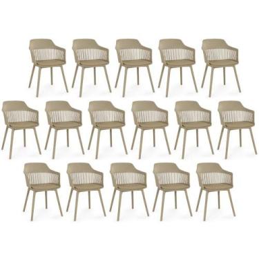 Imagem de Kit 16 Cadeiras de Jantar Estofada Marcela - Nude Escuro - Magazine De