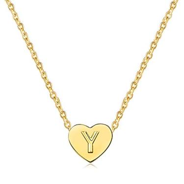 Imagem de BlingNuts Colar de coração com inicial banhado a ouro, minúsculas letras delicadas, colares de coração para mulheres, F, Aço inoxidável, Sem Pedra Preciosa
