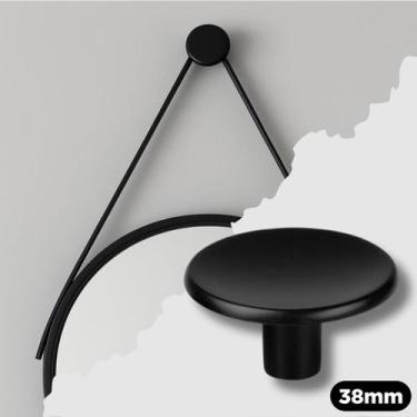 Imagem de Puxador Prendedor Fixador Espelho Adnet Côncavo Preto Fosco Redondo Mó