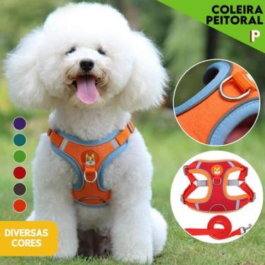 Imagem de Coleira Peitoral Pet Confortável  Guia 1,5m Passeios Sem Puxões Para C