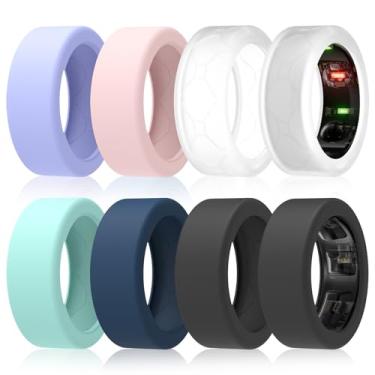 Imagem de SZJCLTD Pacote com 8 capas de anel para Oura Ring Gen 4/Gen 3, capa de silicone elástica antiarranhões para malhar na academia - patente pendente