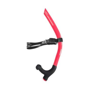 Imagem de menolana Treinamento de natação Snorkel Centro frontal montado adultos ajustáveis ​​Snorkeling Bocal de silicone de grau de alimentos de válvula de válvula, Vermelho