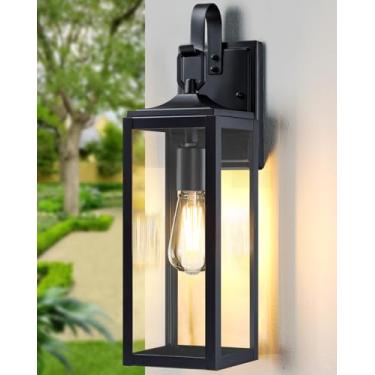 Imagem de MYHXQ Luminárias De Parede Grandes Para Áreas Externas De 18'', Luminárias Externas Pretas Modernas, Arandelas Externas À Prova D'Água Para Varanda, Luminárias De Parede Para Casa, Lanternas De Pare