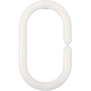 Imagem de 12 anéis de ganchos de cortina de chuveiro, anéis de cortina de chuveiro de plástico, ganchos de cortina de chuveiro de plástico para varão de chuveiro de banheiro (sem trava)