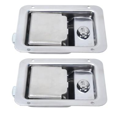 Imagem de T Trava Alça T, 140 X 108mm 2 PCs Caixa de Ferramentas de Caminhão Latcha Planejada de Substituição de Trava Inoxidável Com 4 Teclas para Campista RV Trailer Door Caixa de
