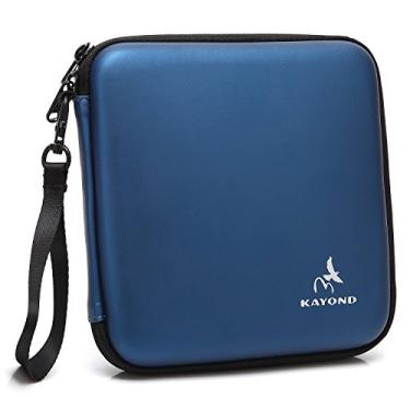 Imagem de KAYOND® Estojo rígido portátil para armazenamento de viagem para USB externo, DVD, CD, regravador/gravador de Blu-ray e unidades ópticas (azul)