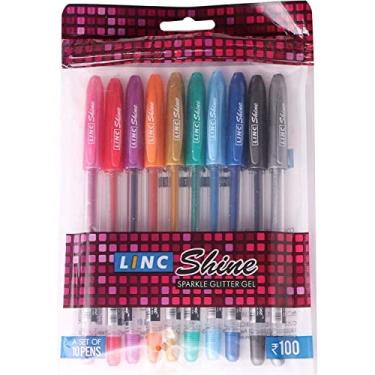 Imagem de Canetas de gel de glitter Linc extra com ponta fina de 0,7 mm, 10 cores vibrantes