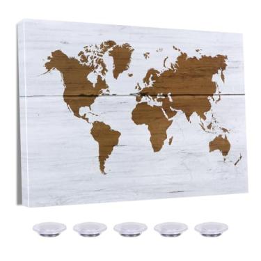 Imagem de Aitakatta Quadro apagável a seco com mapa de viagem mundial, 40,6 x 30,5 cm, quadro branco para parede com design, quadro apagável a seco sem moldura para parede, ímãs incluídos (W-MAP, 4030,1p)