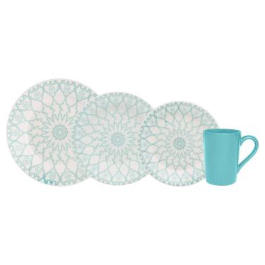 Imagem de Aparelho de Jantar e Lanche 16 Peças Biona Mandala em Cerâmica – Estampado