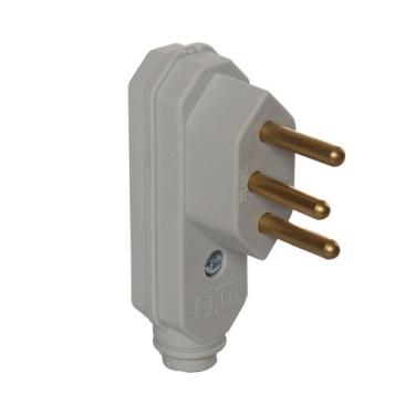 Imagem de Plug Macho 90º 2p+T 10a 250v Vertical Cinza MarGirius, Cinza