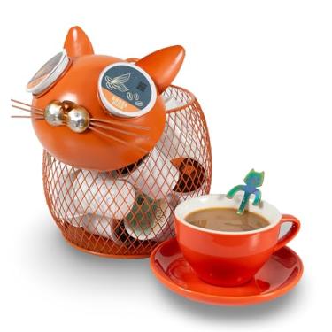 Imagem de Made Easy Kit Organizador De Cesta Para Cápsulas Café Easy, Decoração Prática - Compatível Com E Keurig K-Cup, Casa, Café, Bar, Bancada Cozinha, Independente (Laranja-Gato)