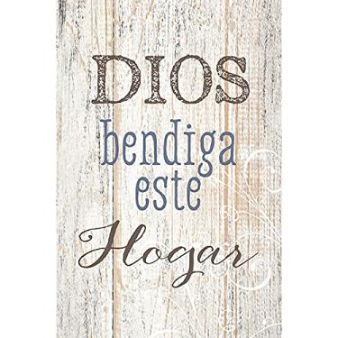 Imagem de Dexsa Dios Bendiga Este Lar - Frase Inspiradora "Deus Abençoe Esta Casa" Em Espanhol, Placa De Madeira 6X9 Com Cavalete E Suporte Parede