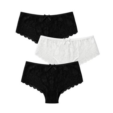 Imagem de Calcinhas Em Renda Antialérgica Plus Size Kit 3 unidades - SollBella S