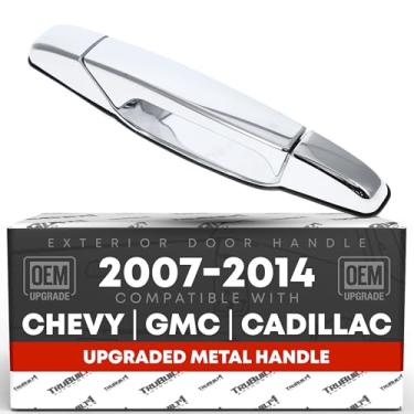Imagem de Maçaneta de porta traseira externa do passageiro, metal atualizado - compatível com Chevrolet Silverado 2007-2014; GMC Sierra 07-14 1500 2500 3500; Cadillac Escalade - Todo cromado com fechadura - OEM