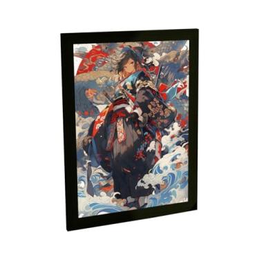 Imagem de Quadro Decorativo Anime Garota Samurai Onda Decoração Poster Quarto Sala