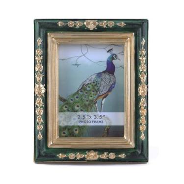 Imagem de SIKOO Molduras vintage de 6 x 8 cm, carteira pequena antiga, tamanho verde e dourado, mini ornamentada para decoração de casa, galeria de arte de parede antiga e exibição de mesa