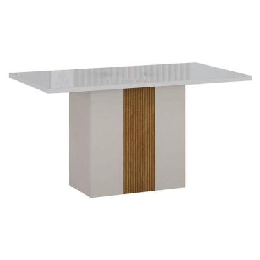Imagem de Mesa De Jantar Doha 120x80 Reto Off White Freijó Decor Off - Leifer Móveis