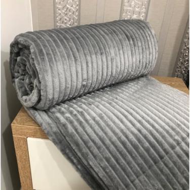 Imagem de Cobertor de microfibra 2, 80m x 2, 50m coberto com cobertor de feltro grosso(Cinza Canelada)