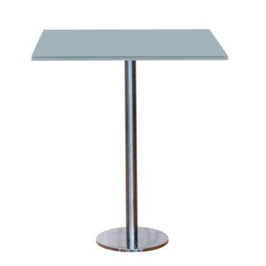 Imagem de Mesa Pisa Beta Bistrô Fratini 107,50cm (a) Disco Redondo Inox Tampo Mdp Quadrado Cinza 60cm (l)