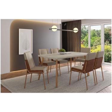 Imagem de Mesa de Cozinha 6 Cadeiras Retangular Rosa Carraro, Rosé