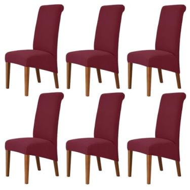 Imagem de Lzyjckh Capa elástica para cadeira de jantar, Capas para cadeiras com encosto alto, Protetor de capa para cadeira Parsons removível e lavável, para sala de jantar, festa,Red,6PCS
