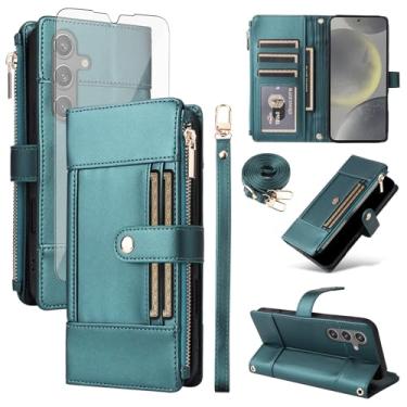 Imagem de Asuwish Capa de celular para Samsung Galaxy S24/S25 5G capa carteira celular com protetor de tela de vidro temperado bloqueio RFID alça transversal flip suporte para cartão de crédito S 24 24S 25 25S