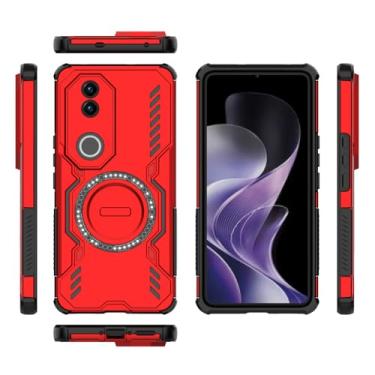 Imagem de Elubugod Capa compatível com Vivo V50e 5G, compatível com MagSafe, compatível com Vivo V50 5G V2427 V2428 dissipação legal anti-queda capas de celular vermelhas