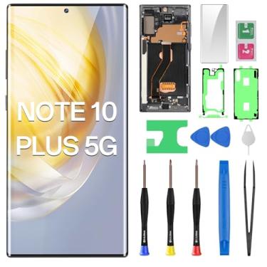Imagem de BESJMYT Substituição de tela OLED para Samsung Galaxy Note 10 Plus 5G SM-N976U N976U1 OLED Display Touch Digitalizador Montagem completa com moldura preta Aura e botão lateral kit de ferramentas de