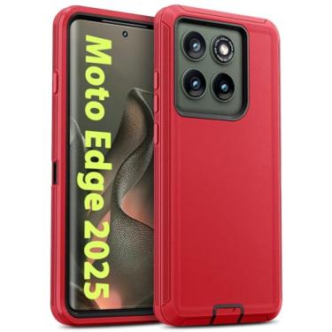 Imagem de Jelanry Capa para Motorola Moto Edge 2025 resistente camada dupla resistente com porta USB C proteção antipoeira, capa traseira à prova de choque anti-arranhões para Motorola Edge 5G 6,7 polegadas