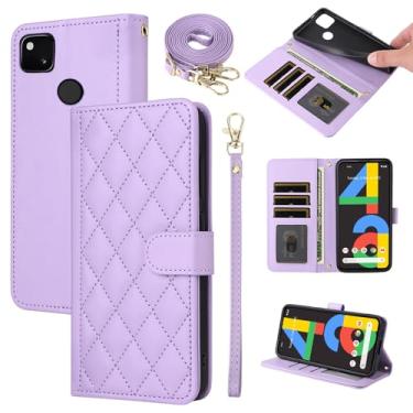 Imagem de Furiet Argyle Capa carteira para Google Pixel 4a 4G com alça de pulso, alça de ombro, compartimentos para cartões, bolsa fólio, acessórios de couro PU de luxo para Pixel4a Pixle a4 5.8 2020 mulheres