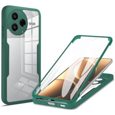 Imagem de MRRSIWEI Capa para Xiaomi Redmi K80 5G, [Protetor de tela embutido] [À prova de choque de grau militar] Capa protetora robusta transparente de 360° para Xiaomi Redmi K80 5G / Poco F7 Pro 5G. Verde