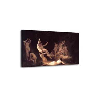 Imagem de LXURY Bouguereau. O ninfaéu. Reprodução de pinturas famosas. Arte de parede em tela. Pôsteres e impressões. Imagem para decoração de casa 30 x 45 cm Moldura interna