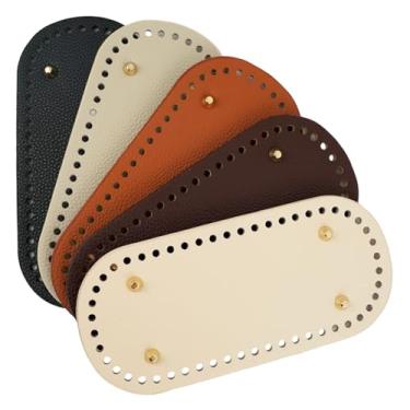 Imagem de Pacote com 5 peças de baixo de couro para crochê, base inferior de bolsa de 30 x 9,9 cm para crochê, base de couro para modelador de unhas para bolsa de crochê faça você mesmo, bolsa de ombro, bolsa