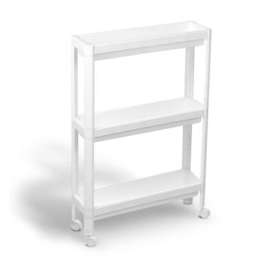 Imagem de Estante Organizadora Estreita Plástica Multiuso Com 3 Prateleiras Branca Log Ordene