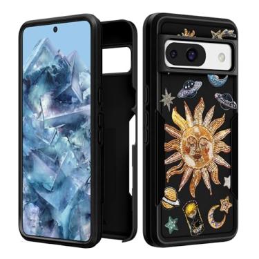 Imagem de Plakill Capa feminina para Google Pixel 8A - Capa feminina fofa kawaii estética design exclusivo sol estrelas resistente à prova de choque grau militar adolescentes para celular Google Pixel 8A