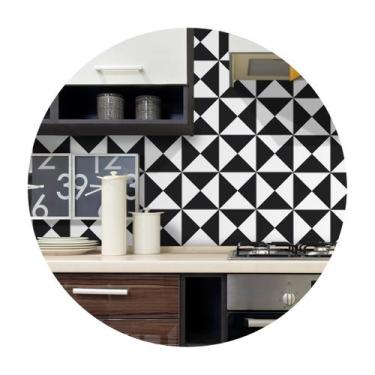 Imagem de Adesivo de azulejo cozinha preto e branco geometrico - Colacomigo