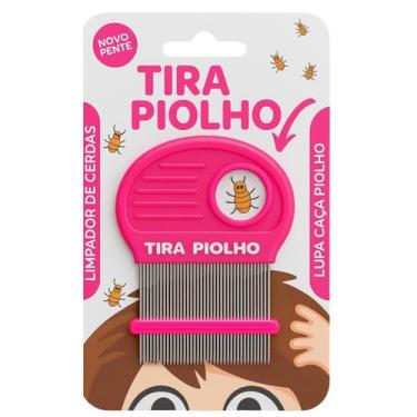 Imagem de Pente Fino Tira Piolho Lupa Rosa 3B Cerdas Aço Inox Remove Tirar Lendê
