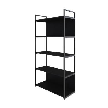 Imagem de Estante C/05 Prateleiras 152x80x33cm C/fundo Yon Preto Tx/ Preto Tx/