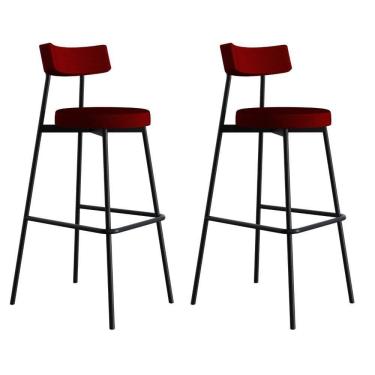 Imagem de Banqueta Alta Stout Ae: 100 / Aa: 75cm C/02 Un. Vermelho Vinho City Vermelho Vinho City