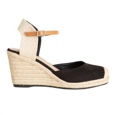 Imagem de Sandália Espadrille Anabela Dm Summer Preta, Camurca capri preto, New 