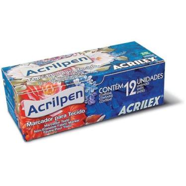 Imagem de Caneta para Tecido Vermelho Fogo Acrilpen - Caixa com 12 Unidades - Ac