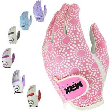 Imagem de MRX Luva de golfe feminina para destros luvas de golfe resistentes ao suor couro cabretta macio ajuste regular luva feminina de golfe rosa