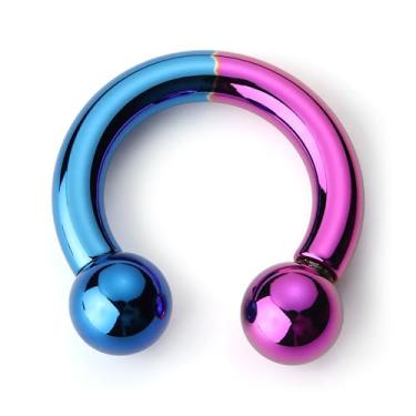 Imagem de BodyBonita Anéis de septo anodizados, anel de nariz de titânio G23, ferradura, anel PA grande 6G 8G 12G, calibres esticados de barra circular roscada internamente para orelhas, joias de piercing